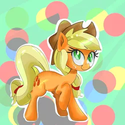 Size: 1024x1024 | Tagged: safe, artist:chrischin, derpibooru import, applejack, earth pony, pony, female, looking up, mare, raised hoof, smiling, solo