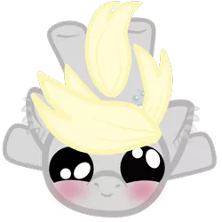 Size: 800x800 | Tagged: safe, artist:heartroyali, derpibooru import, derpy hooves, pegasus, pony, blushing, chibi, cute, falling, female, looking at you, mare, simple background, smiling, solo, transparent background