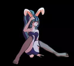 Size: 1000x900 | Tagged: suggestive, artist:lizineko, derpibooru import, sonata dusk, equestria girls, bunny ears, bunny suit, clothes, playboy bunny, solo