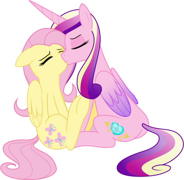 Size: 5100x5000 | Tagged: safe, artist:byteslice, artist:mcsadat, derpibooru import, fluttershy, princess cadance, alicorn, pegasus, pony, absurd resolution, adultery, cadanshy, crack shipping, cute, cutie mark, eyes closed, female, floppy ears, flutterdance, infidelity, kissing, lesbian, missing accessory, raised eyebrow, raised hoof, shipping, simple background, sitting, svg, transparent background, underhoof, vector