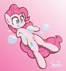 Size: 2700x2900 | Tagged: safe, artist:sheandog, derpibooru import, part of a set, pinkie pie, belly button, bubble, solo