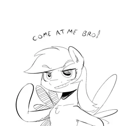 Size: 1000x1000 | Tagged: artist:khorme, come at me bro, derpibooru import, grin, monochrome, rainbow dash, safe, solo