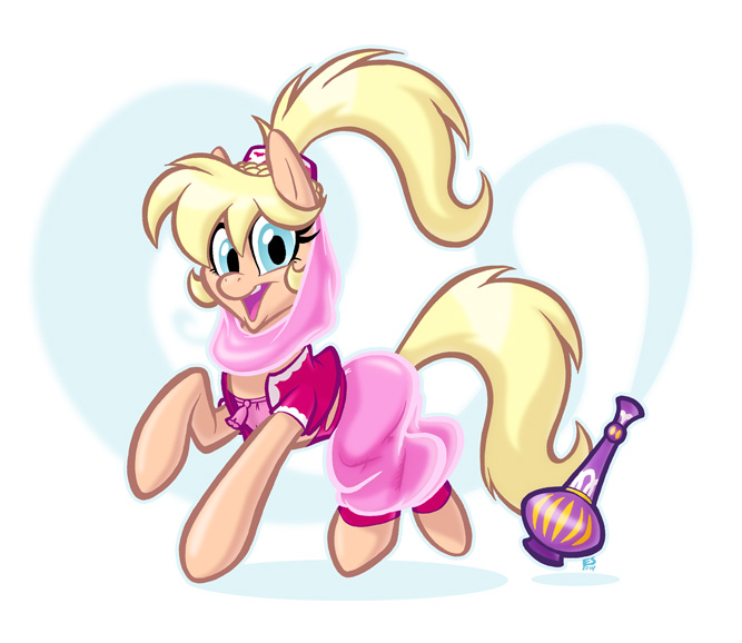 Size: 667x578 | Tagged: artist:retrostarling, cute, derpibooru import, genie, i dream of jeannie, jeannie, ponified, safe