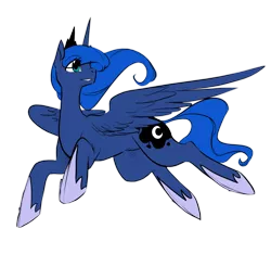 Size: 1106x1090 | Tagged: artist:glacierclear, artist:glacierclear edits, artist:rinku, colored, color edit, edit, flying, looking back, princess luna, safe, smiling, solo