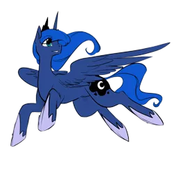 Size: 1106x1090 | Tagged: safe, artist:glacierclear, artist:rinku, color edit, derpibooru import, edit, princess luna, colored, flying, image, looking back, png, smiling, solo