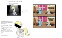 Size: 1120x689 | Tagged: censorship, derpygate, derpy hooves, edit, edited screencap, op is a slowpoke, rainbow dash, sad, safe, screencap, simple background, slowpoke, text, the last roundup, white background