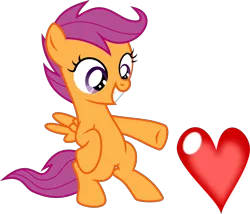 Size: 5500x4700 | Tagged: absurd resolution, artist:sir-teutonic-knight, bipedal, cute, cutealoo, derpibooru import, heart, pointing, safe, scootaloo, simple background, solo, transparent background, twilight time, vector