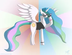 Size: 6032x4632 | Tagged: safe, artist:skipsy, derpibooru import, princess celestia, alicorn, pony, abstract background, absurd resolution, business, business suit, businessmare, clothes, ear piercing, earring, jewelry, mobile phone, phone, piercing, solo, suit, sunglasses, watch