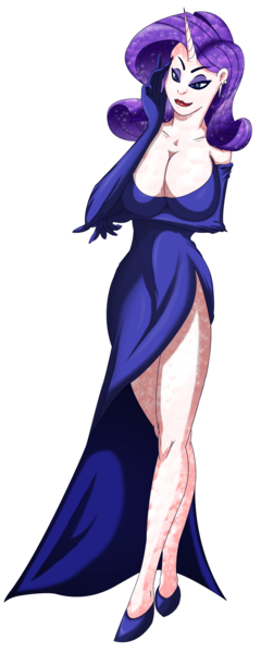 Size: 1369x3423 | Tagged: artist:hellbeholder, breasts, busty rarity, cleavage, crystallized, derpibooru import, female, horned humanization, human, humanized, rarity, suggestive
