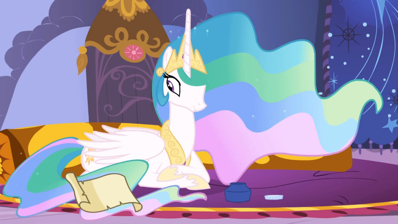 Size: 1366x768 | Tagged: safe, derpibooru import, screencap, princess celestia, griffon the brush off, solo