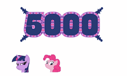 Size: 500x300 | Tagged: safe, artist:theelinker, derpibooru import, pinkie pie, twilight sparkle, pony, animated, bouncing, clones, electricity, followers, loop, milestone, pinkie clone, ponymotes, simple background, white background, xk-class end-of-the-world scenario