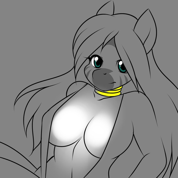 Size: 1280x1280 | Tagged: alternate hairstyle, anthro, artist:kloudmutt, breasts, busty zecora, cleavage, derpibooru import, female, gray background, nudity, questionable, simple background, solo, solo female, zebra, zecora
