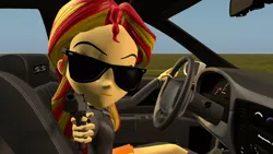 Size: 1920x1080 | Tagged: safe, artist:creatorofpony, artist:flutterjerry, derpibooru import, sunset shimmer, equestria girls, 3d, agent smith, desert eagle, gun, pistol, source filmmaker, sunglasses, the matrix, weapon