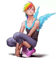 Size: 851x925 | Tagged: artist:hasbrony, derpibooru import, human, humanized, rainbow dash, safe, solo, winged humanization