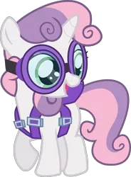 Size: 5000x6797 | Tagged: absurd resolution, artist:incognito-i, derpibooru import, goggles, just for sidekicks, parachute, safe, simple background, skydiving, solo, sweetie belle, transparent background, vector