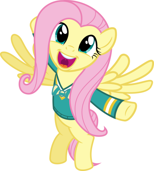 Size: 6000x6671 | Tagged: absurd resolution, artist:psychicwalnut, derpibooru import, filli vanilli, fluttershy, flying, happy, ponytones, ponytones outfit, safe, simple background, singing, smiling, solo, .svg available, transparent background, vector