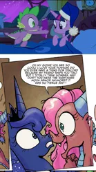 Size: 508x912 | Tagged: safe, derpibooru import, idw, mina, princess luna, spike, twilight sparkle, twilight sparkle (alicorn), alicorn, dragon, pony, spoiler:comic, spoiler:comicff14, bed, comic book meme, dragoness, exploitable meme, fangasm, fangirl, female, male, mare, meme, obligatory pony, pillow, speech bubble