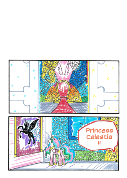 Size: 500x698 | Tagged: safe, artist:mornincloud, derpibooru import, princess celestia, comic, dialogue, my faithful student, traditional art