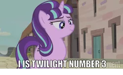 Size: 1975x1216 | Tagged: safe, derpibooru import, starlight glimmer, the cutie map, bedroom eyes, image macro, meme