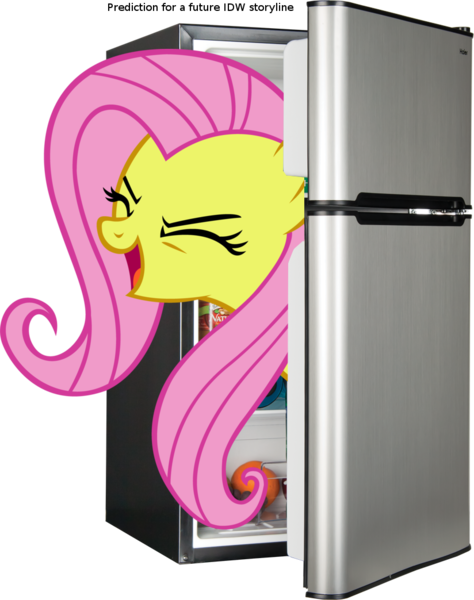 Size: 824x1044 | Tagged: safe, artist:capt-nemo, derpibooru import, idw, fluttershy, pegasus, pony, eyes closed, female, flutteryay, implied grimdark, mare, meta, refrigerator, women in refrigerators, yay