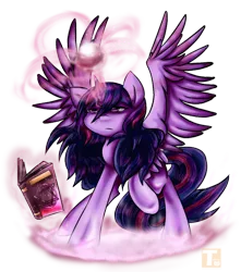 Size: 600x679 | Tagged: safe, artist:tailzkipzigona, derpibooru import, twilight sparkle, twilight sparkle (alicorn), alicorn, pony, book, female, magic, mare, simple background, solo, transparent background