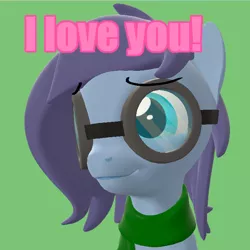 Size: 600x600 | Tagged: safe, artist:camchao, derpibooru import, oc, oc:aural harmony, unofficial characters only, earth pony, pony, 3d, ambiguous gender, clothes, cute, female, goggles, i love you, mare, scarf, solo, source filmmaker