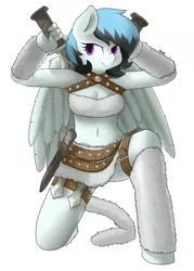 Size: 3295x4598 | Tagged: anthro, artist:marble-soda, belly button, cosplay, derpibooru import, kitty kat katarina, league of legends, midriff, oc, oc:sentoki, pegasus, safe, unguligrade anthro, unofficial characters only