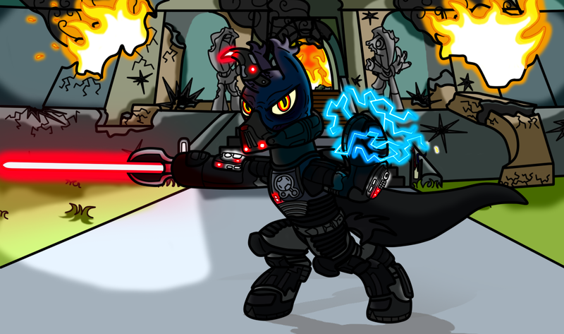 Size: 1100x650 | Tagged: safe, artist:tay-houby, derpibooru import, ponified, pony, bipedal, darth malgus, lightsaber, solo, star wars, star wars: the old republic