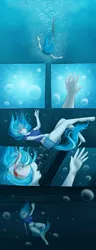 Size: 3000x7841 | Tagged: air bubble, anthro, anthro oc, artist:askbubblelee, blood, bubble, clothes, comic, derpibooru import, drowning, evanescence, foreshadowing, imminent death, interpretation, oc, oc:bubble lee, oc:imago, semi-grimdark, shirt, shorts, underwater, unguligrade anthro, unofficial characters only, water