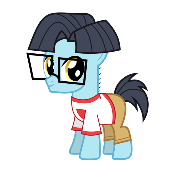 Size: 1206x1211 | Tagged: background pony, blue, clothes, colt, comic geek pony, derpibooru import, foal, glasses, rainbow falls, safe, simple background, solo, splash panel, trade ya, transparent background, vector