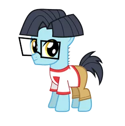 Size: 1206x1211 | Tagged: background pony, blue, clothes, colt, comic geek pony, derpibooru import, foal, glasses, rainbow falls, safe, simple background, solo, splash panel, trade ya, transparent background, vector