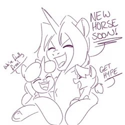 Size: 500x500 | Tagged: artist:goat train, ask, derpibooru import, eyes closed, giant anthro, happy, hug, hype, macro, monochrome, oc, oc:gloomy, oc:junior, oc:marker pony, open mouth, safe, size difference, smiling, tumblr, unofficial characters only