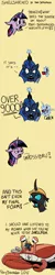 Size: 905x4514 | Tagged: artist:pony-berserker, bad pun, changeling, comic, crab, derpibooru import, giant crab, hard hat, hat, impossibru, meme, oc, oc:berzie, oc:tom the crab, over 9000, princess luna, pun, safe, simple background, this isn't even my final form, twilight sparkle, yellow background