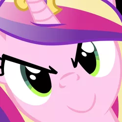 Size: 4800x4800 | Tagged: absurd resolution, changeling, close-up, derpibooru import, disguise, disguised changeling, edit, face, fake cadance, hi anon, looking at you, meme, princess cadance, queen chrysalis, safe, smiling, solo