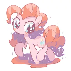 Size: 800x800 | Tagged: safe, artist:wasu, derpibooru import, pinkie pie, pony, blushing, cute, diapinkes, pixiv, simple background, solo, white background