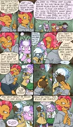 Size: 733x1280 | Tagged: abuse, anthro, apple bloom, artist:kaemantis, babs seed, bully, comic, comic:junior gala, crying, cutie mark crusaders, derpibooru import, diamond tiara, glare, glasses, mud, older, out of character, safe, scared, scootaloo, silverbuse, silver spoon, spoonabuse, sweetie belle, teenager, tiarabuse, truffle shuffle, vulgar