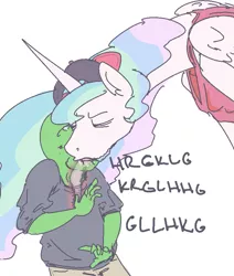 Size: 715x842 | Tagged: suggestive, artist:nobody, derpibooru import, princess celestia, oc, oc:anon, human, pony, brolestia, deepthroat, drool, eyes closed, female, french kiss, human on pony action, interspecies, kissing, long tongue, male, sloppy kissing, straight, tongue out, x-ray