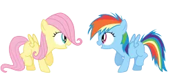 Size: 1400x600 | Tagged: artist:s.guri, derpibooru import, filly, fluttershy, rainbow dash, safe, simple background, smiling, sunshine sunshine, transparent background, vector