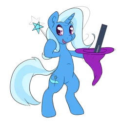 Size: 1280x1303 | Tagged: safe, artist:senaelik, derpibooru import, trixie, pony, unicorn, bipedal, female, followers, happy, mare, milestone, simple background, smiling, solo, transparent background, trixie's hat, tumblr, wand