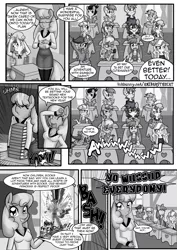 Size: 1860x2622 | Tagged: anthro, apple bloom, artist:anibaruthecat, cheerilee, classroom, cleavage, clothes, comic, comic:gang bangerz, commission, cutie mark crusaders, derpibooru import, diamond tiara, dinky hooves, dress, explicit source, featherweight, female, glasses, grayscale, monochrome, poster, ruby pinch, rumble, safe, scootaloo, silver spoon, snails, snips, sweetie belle, tanktop, twilight sparkle, twilight sparkle (alicorn), twist
