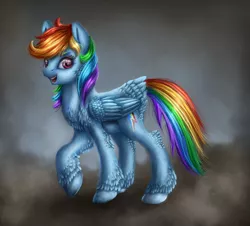 Size: 1356x1228 | Tagged: safe, artist:9de-light6, derpibooru import, rainbow dash, backwards cutie mark, raised hoof, solo, tail feathers