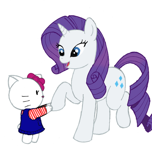 Size: 1000x1032 | Tagged: safe, artist:kenichi-shinigami, derpibooru import, rarity, crossover, hello kitty, kitty white, sanrio