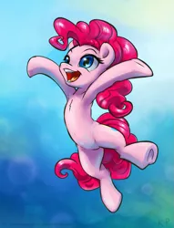 Size: 975x1275 | Tagged: safe, artist:kp-shadowsquirrel, derpibooru import, part of a set, pinkie pie, earth pony, pony, armpits, female, happy, leaping, mare, open mouth, smiling, solo, underhoof