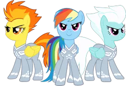 Size: 11973x8242 | Tagged: absurd resolution, artist:auburnborbon, clothes, derpibooru import, fleetfoot, pegasus, racing suit, rainbow dash, safe, spitfire, uniform, wonderbolts