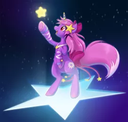 Size: 1200x1141 | Tagged: safe, artist:skjolty, derpibooru import, oc, unofficial characters only, pony, bipedal, cute, solo, stars, tangible heavenly object