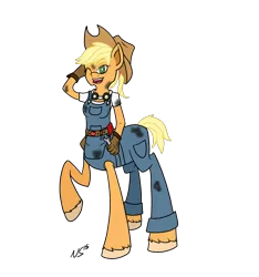 Size: 1500x1600 | Tagged: anthro, anthro centaur, applejack, artist:novaspark, centaur, centaurjack, derpibooru import, overalls, ponytaur, safe, solo