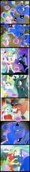 Size: 900x5120 | Tagged: safe, artist:coltsteelstallion, derpibooru import, big macintosh, lord tirek, nightmare moon, princess celestia, princess luna, queen chrysalis, spike, earth pony, pony, comic:a love letter, celestimac, comic, elements of harmony, imminent rape, male, shipping, stallion, straight, this will end in pregnancy, this will end in tears, this will not end well, tower of pimps