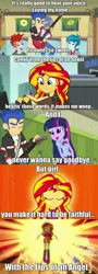 Size: 996x2778 | Tagged: safe, derpibooru import, crimson napalm, flash sentry, sunset shimmer, thunderbass, twilight sparkle, twilight sparkle (alicorn), valhallen, equestria girls, rainbow rocks, background human, douchebrad, guitar, hinder, implied infidelity, infidelity, lips of an angel, lyrics, music, screencap comic, song reference