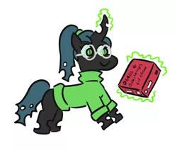 Size: 650x550 | Tagged: artist:jargon scott, clothes, derpibooru import, dork, dorkalis, glasses, ogres and oubliettes, queen chrysalis, safe, solo, sweater