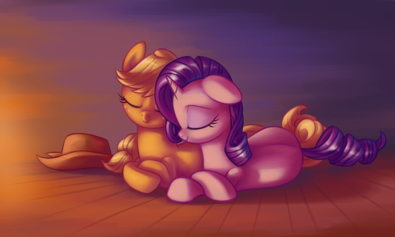 Size: 2000x1200 | Tagged: safe, artist:verulence, derpibooru import, applejack, rarity, female, lesbian, rarijack, shipping